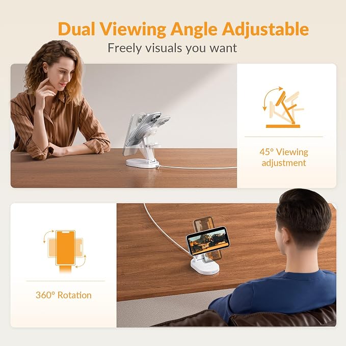 iDsonix 3 in 1 Wireless Charging Station for iPhone, 18W Fast Magnetic Phone Charger with Adjustable Stand and Light, Charger Stand for iPhone 16-12 Series, Airpods, iWatch, White