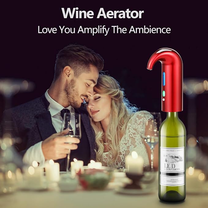 Fathers Day Wine Aerator Electric Wine Decanter – Easy One Touch Red & White Wine Accessories, Ideal for Beginners and Enthusiasts, Spout Pourer, Wine Preserver – Best Mothers Day Gift for Mom