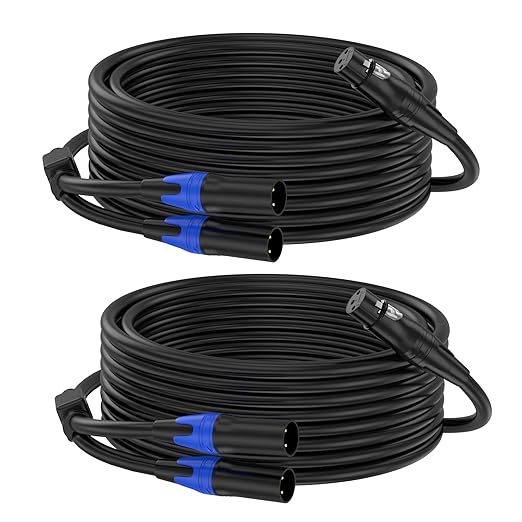 XLR Y Splitter Cable 2 Male to 1 Female, Microphone XLR Breakout Cable Balanced Left and Right Dual Male to Single Female, for Mixer/Speaker/MIC, 3.3FT-2Pack