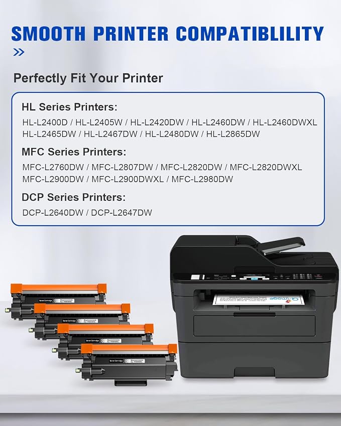 TN830XL TN830 TN-830 Toner Cartridge Compatible Replacement for Brother TN830 XL/V/R TN 830 XL TN-830XL 830 Toner Use with HL-L2460DW DCP-L2640DW MFC-L2820DW MFC-L2900DW HL-L2400D Printer (4 Black)