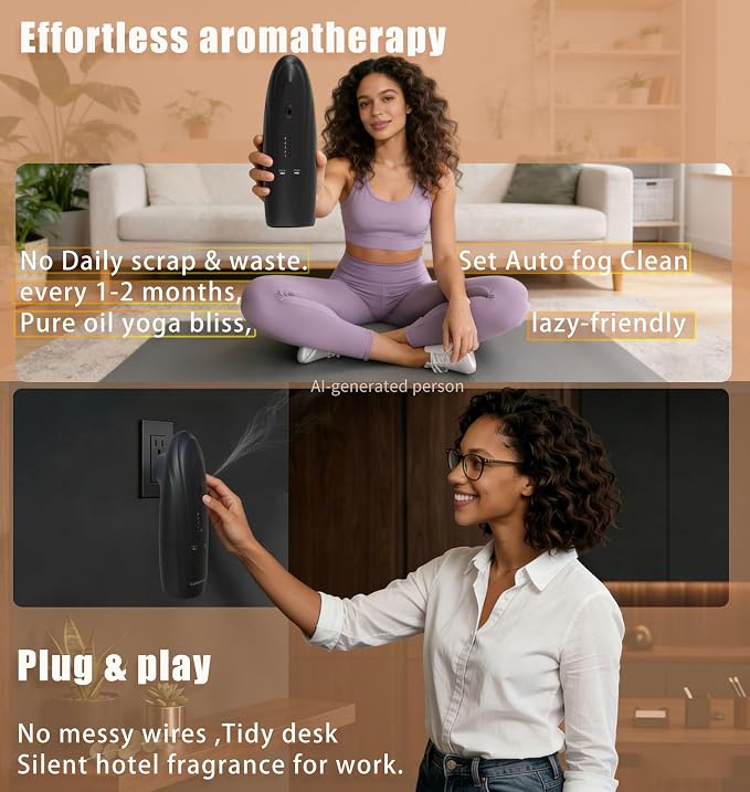 Waterless Diffuser with Bluetooth App for Home Large Room - Plug in Diffusers for Essential Oils Covers 500 Sq.Ft White