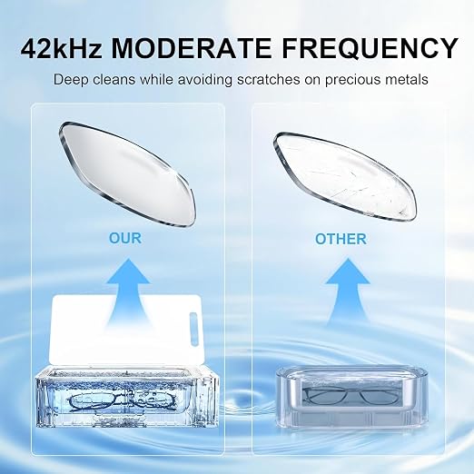 Ultrasonic Jewelry Cleaner Pro for Silver，Eyeglasses, Rings, Retainers, Dentures，Watch Strap, 3 Timer Modes，450ml Capacity (053-P303)