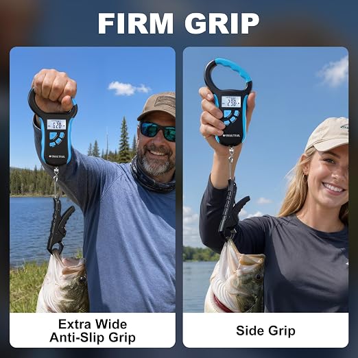 SNAIL TRAIL 8 Storage Bins Digital Fishing Scale & 4.6'' Lip Gripper, Backlit LCD Display, Multi-Mode(LB, OZ/LB & KG), Ergonomic Handle, 50 lbs Tournament Bass Fish Weigher for Anglers
