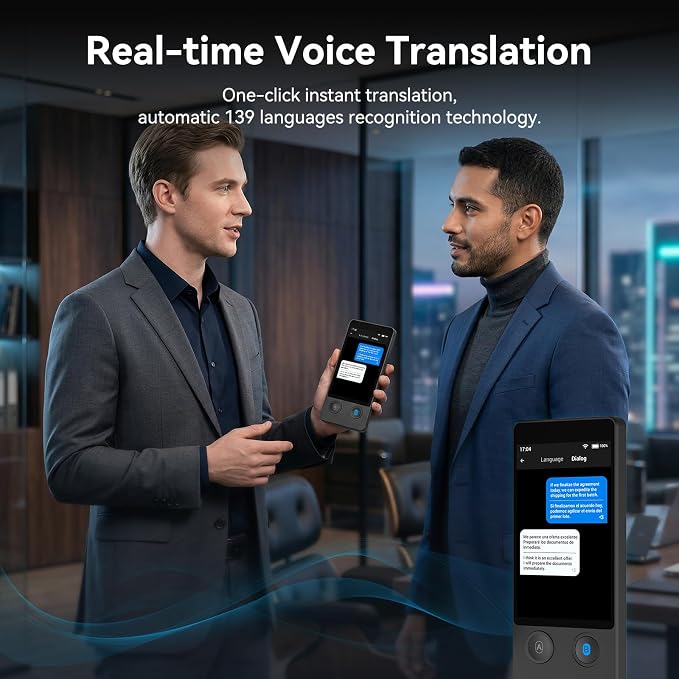 W12 Language Translator Device, 2026 Upgraded AI Translator No WiFi Needed, Support ChatGPT, 140+ Languages Instant Two-Way Translator, Offline/Photo Translation for Business Travel