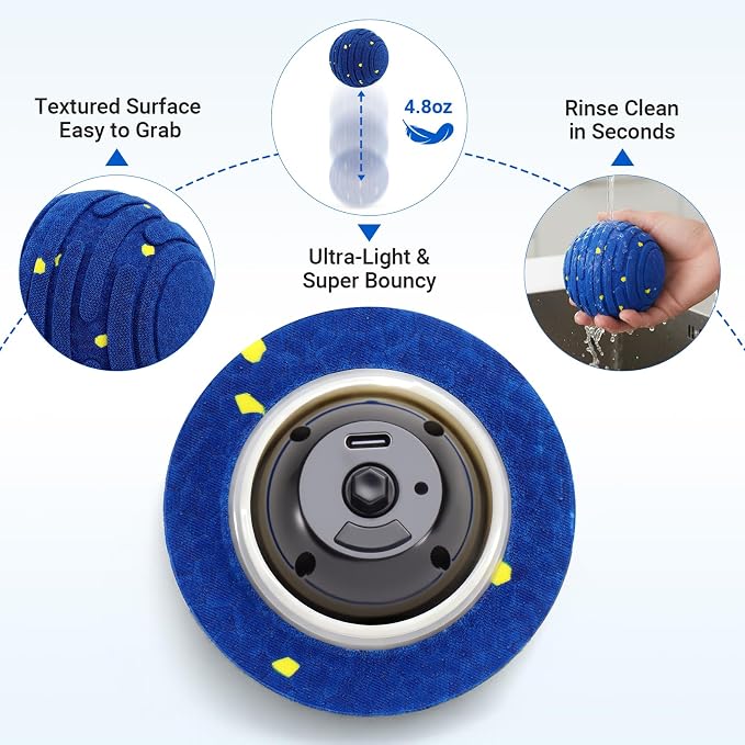 Smart Interactive Dog Toy with Remote Control, E-TPU Toy Ball for Aggressive Chewers, Automatic Moving, IPX6 Waterproof, Rechargeable Rolling Ball for Small/Medium/Large Dogs, BLU&YLW