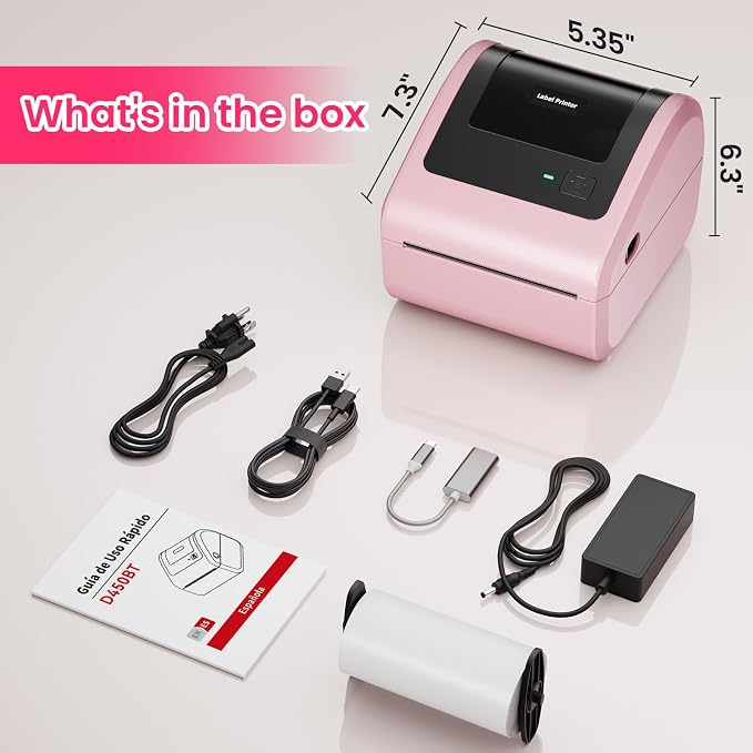 Bluetooth Thermal Label Printer 4x6 - D450BT Shipping Label Printer for Small Business, Shipping Packages, Office, Home, Compatible with USPS, Shopify, Amazon, Tiktok