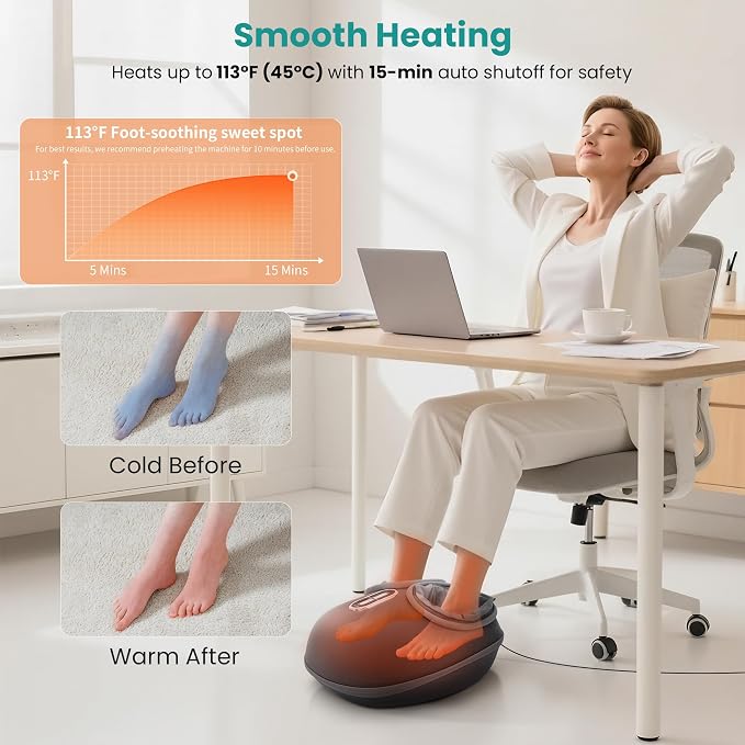 Nekteck Shiatsu Foot Massager with Heat, 3 Modes Deep Kneading Therapy Air Compression, Feet Massage Tool for Plantar Fasciitis, Relaxation Gifts for Men Women, Fits Size to US 13, Large Version