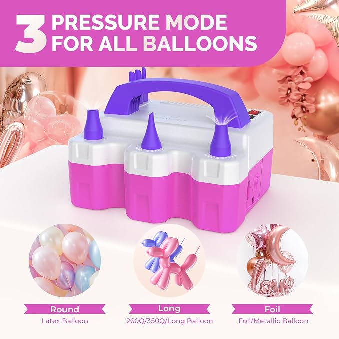ETENWOLF Electric Balloon Pump for All Balloons 110V 600W Balloon Blower for Party Metalic Latex 260q Foil Balloons, Balloon Inflator for Birthday Decorations