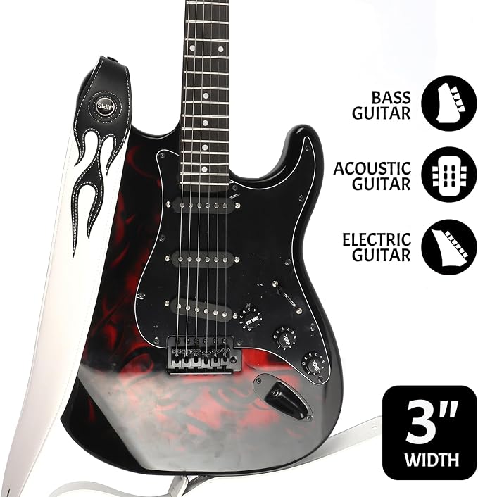 Handmade Retro Embossed Guitar Strap Super Soft Cowhide Leather Belt for Electric Acoustic Guitar Bass Guitarra Gig