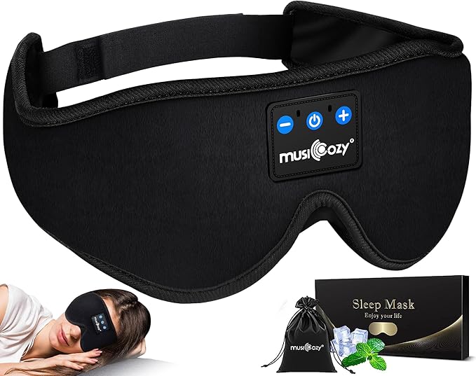 MUSICOZY Sleep Headphones Breathable Bluetooth 5.4 Headband 3D Sleeping Headphones, Wireless Eye Mask Sleep Earbuds for Side Sleeper Women Office Air Travel Cool Tech Gadgets Unique Gifts of 2 Packs