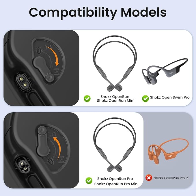 Charging Case Compatible with Shokz OpenSwim Pro, FEFAIA Magnetic Fast Charging Station Built in 2000mAh, Charger Stand Dock Cable for Aftershokz Aeropex AS800/S803, OpenRun Pro/OpenRun/Mini Headphone