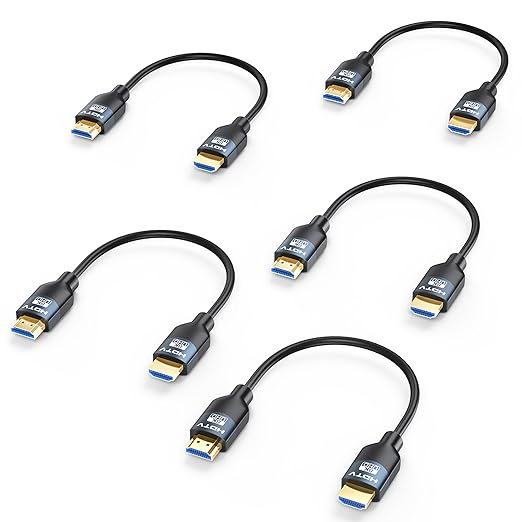 8K HDMI 2.1 Cable 0.5FT（6Inch）5-Pack, Ultra High Speed 48Gbps HDMI Cord, Support HDR10+, eARC, SBTM, QMS, CEC, HDCP 2.3 for TV, Monitor, PC, Laptop, HDMI Switch, HDMI Splitter, KVM, Projector