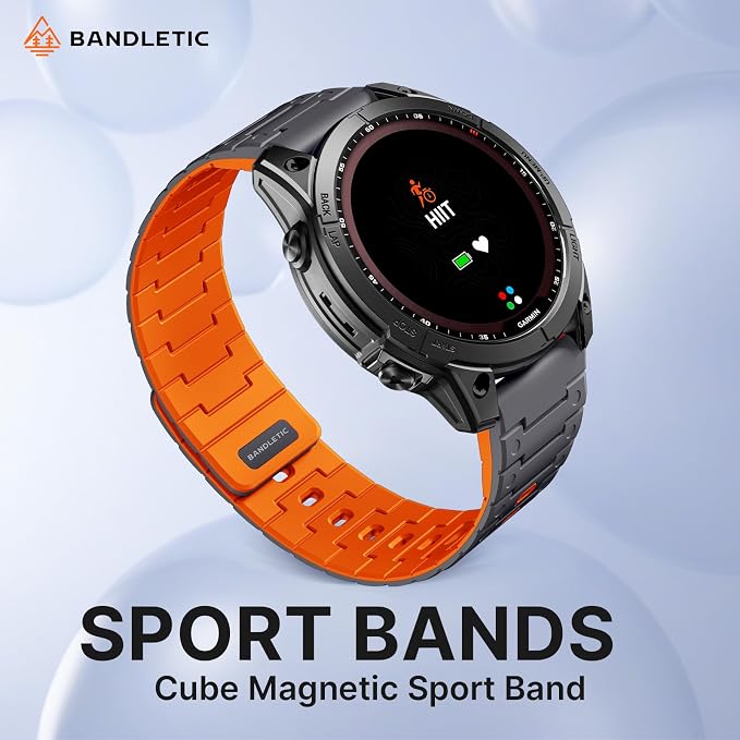 Bandletic Compatible with Garmin Fenix 8 51mm 7X 6X 5X Watch Band - 26mm Quick Fit Magnetic Silicone Strap for Fenix 7X 6X Pro/5X Plus/3/3 HR/Instinct 2X Solar 3 50mm /Enduro/Quatix/Tactix/Epix Pro 2