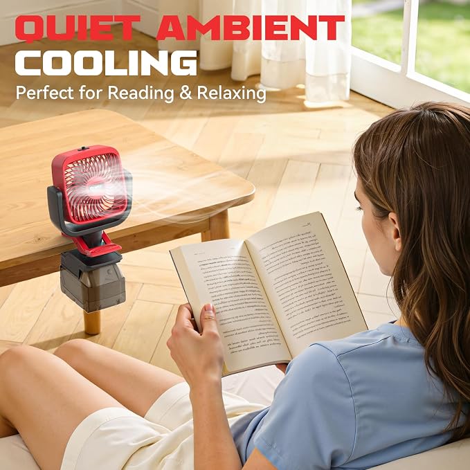 Ecarke 4" Clip Fan Compatible with Milwaukee 18V Battery (Tool Only) 3-Speed Cordless Clip-On Fan with 360° Rotation Low Noise Portable Desk Fan for Camping Jobsite Tent Fishing Outdoor