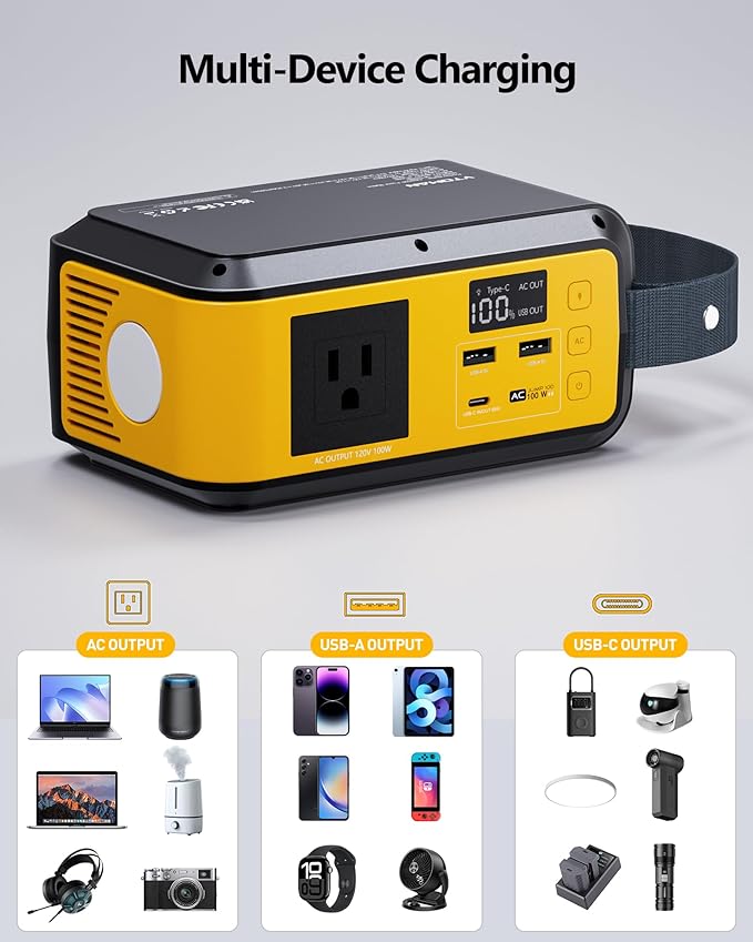 VTOMAN Jump 100 Solar Generator with 40W Solar Panel, LiFePO4 BatteryPortable Power Station & Foldable Solar Panel for Outdoor Camping, Hiking, Cycling, Backpacking, Car Travel