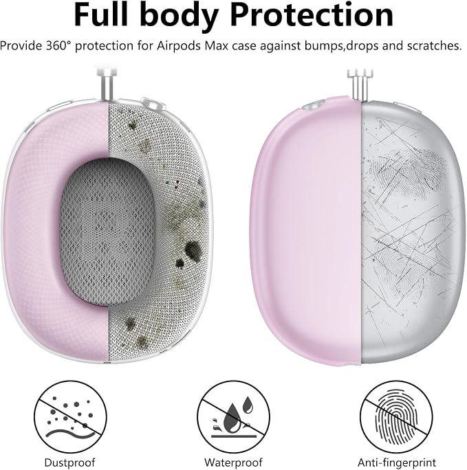 Silicone Case Cover for AirPods Max Headphones,Ear Pad Case Cover/Ear Cups Cover/Headband Cover for AirPods Max 2/1 (2026/2024/2020) (USB-C/Lightning), Accessories for Apple AirPods Max 2, Foggy Pink