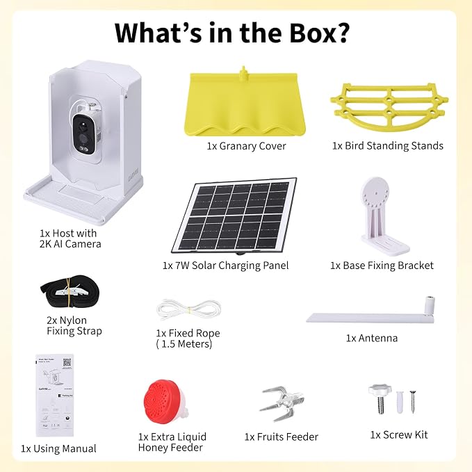 GarveeLife Smart Bird Feeder with 2K Camera & AI Recognition - Solar Powered, 2l Capacity, Night Vision, App Alerts, Auto Capture Photos/Videos for Bird Watching