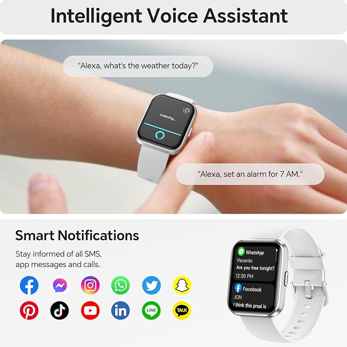 Smart Watches for Women Men, 1.85" HD Smartwatch Compatible iPhone/Samsung/Android (Answer/Make), Fitness Tracker Watch with Heart Rate/Sleep Monitor, Smart Watches 3ATM Waterproof 120+ Sport Modes