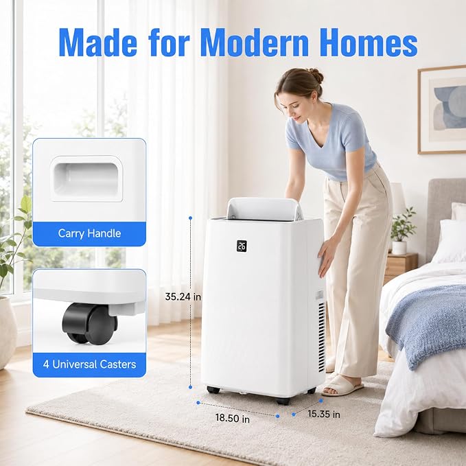 14000 BTU Portable Air Conditioners, 4-in-1 Cooling, Dehumidifier, Fan and Sleep - Quiet Operation, Remote, 24H Timer & Window Kit - Cools Rooms up to 750 Sq.Ft - Perfect for Bedroom