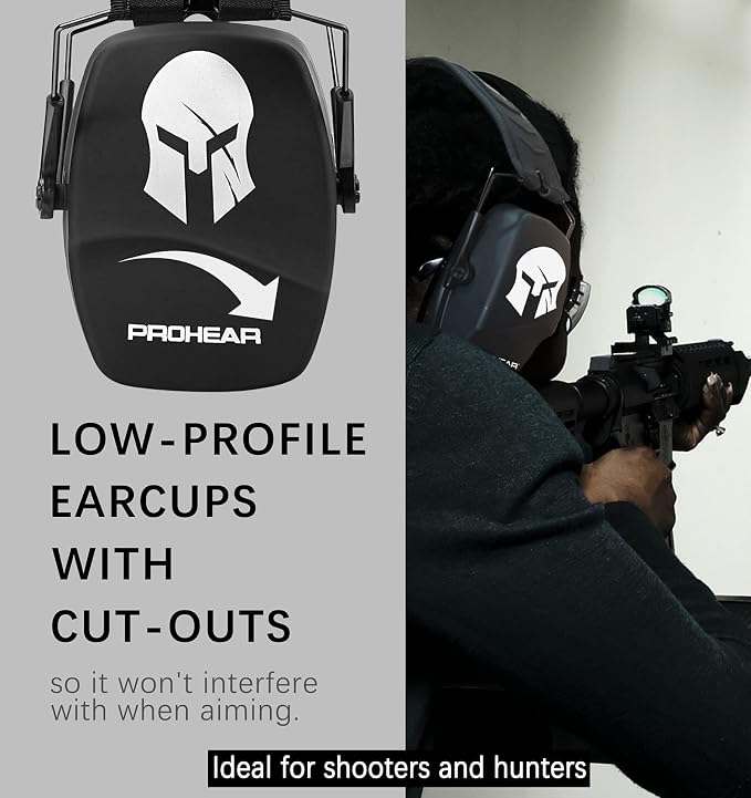 PROHEAR Ear Protection Safety Earmuffs for Shooting Noise Reduction Slim Hearing Protector