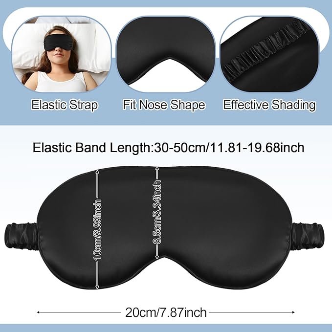 Geyoga 24 Pcs Silk Sleep Eye Masks Soft Satin Masks for Sleeping with Adjustable Elastic Strap Comfortable Blindfold Eyeshade for Men Women Travel Nap Night Sleep (Black)