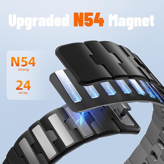 Bandletic Magnetic Silicone Band Compatible with Galaxy Watch 6 Classic Bands - 20mm No Gap Sports Strap for Watch 7 5 4 FE 40mm 44mm/for Galaxy Watch 4 Classic 43mm 47mm 42mm 46mm/Watch 5 Pro 45mm