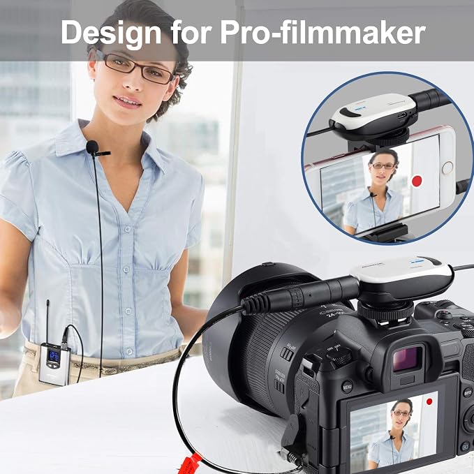 Alvoxcon TG220S Dual Wireless Lapel Mic for iPhone, DSLR Camera, PA Speaker, YouTube, Podcast, Video Recording, Conference, Vlogging, Church, Interview, Teaching