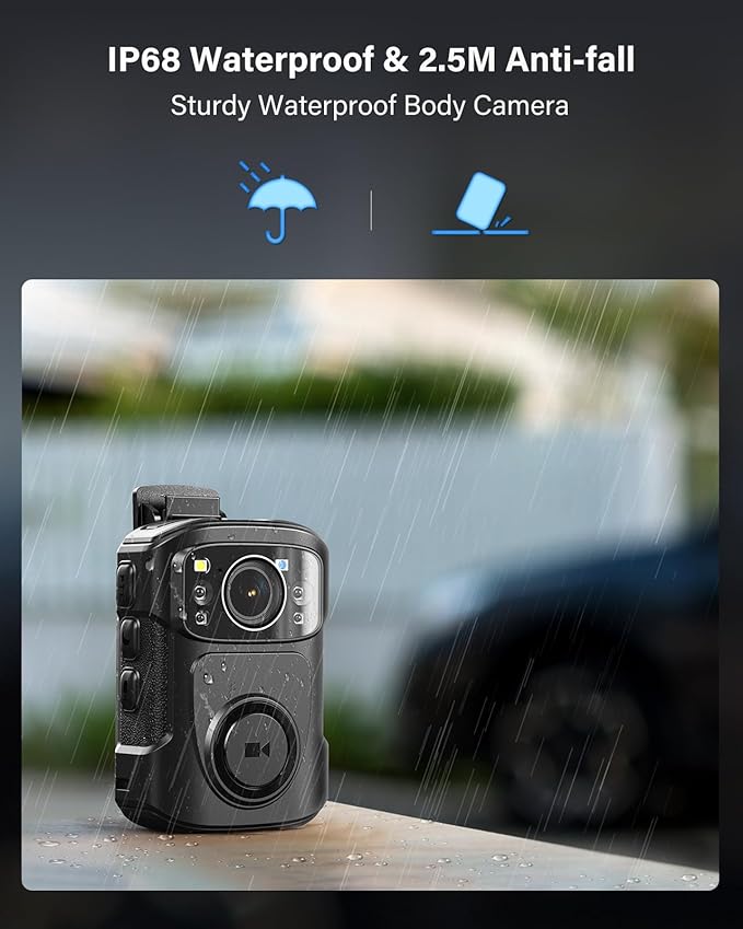 BOBLOV B4K5 256GB 4K Body Camera,3400mAh IP68 Waterproof GPS Police Body Cams for 11Hrs Video Record, Provide Charging Dock, Night Vision Video Camcorder for Personal, Guard Civilians(256GB)