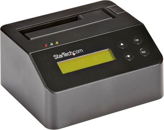 StarTech.com Single Bay SSD/HDD Hard Drive Eraser, 2.5/3.5" SATA, Hostless Standalone Secure Erase, Disk Sanitizer, Hardware Wiper Erasing Tool, 9 Modes, Printer Port, NIST/DOD, LCD, TAA (SDOCK1EU3P)