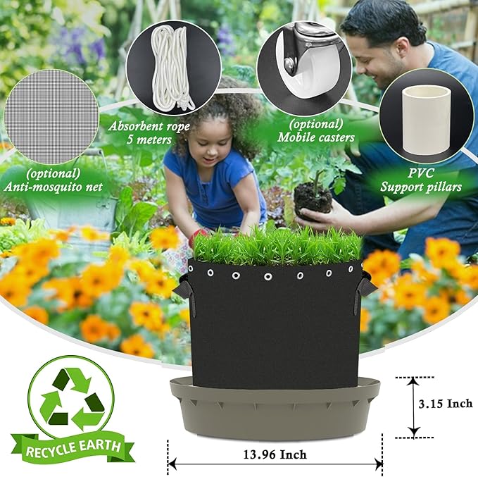 Self-Watering Base with Visible Water Level,5-Pack,Keeps Leaves and Flying Insects Out,Maintains Water Quality, Brown.(Without Wheels).