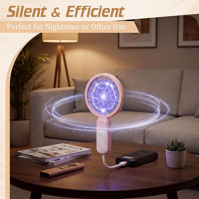 12 Pcs Mini Electric Mosquito Swatter Plug-and-Play USB Bug Attracting Lamp Portable Mosquito Killer Lamp UV Insect Trap Safety Net for Outdoor Gnats, Moths, Fruit Flies (Classic Colors)