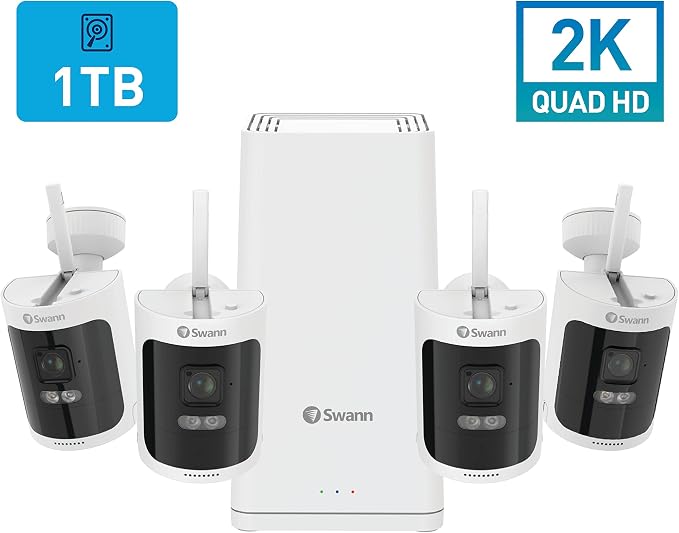 Swann AllSecure650™ 2K Wireless Security Kit with 4 x Wire-Free Cameras & Power Hub NVR