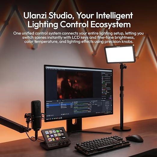 ULANZI D200X Stream Controller with 3 Knobs, 14 Customizable LCD Keys Macro Keyboard, 8-in-1 USB-C Hub Docking Station with 4K HDMI Content Creator Equipment for OBS/Video Editing/Photography/PC