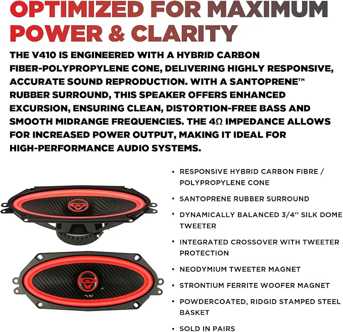 CERWIN-VEGA! V410 4"× 10" VEGA 2-Way 270 Watts 4 Ohm Coaxial Full Range Speakers(Pair)