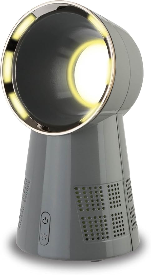 BREEZE IT - Humidifying Bladeless Fan | Gray | Does Not Gather Dust | Easy To Clean | 10" Tall | 3-Speeds|Integrated LED Nightlight | USB Power Source