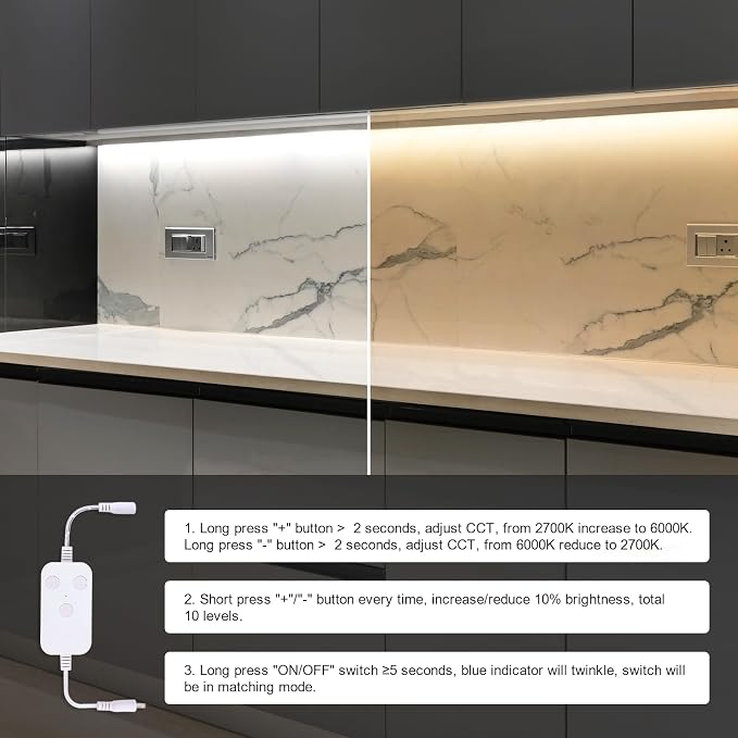 6pack 12inch Dimmable LED Under Cabinet Light Kit, 2700K to 6000K Smart LED Under Counter Lighting Fixture, Compatible with Alexa, Google Assistant, for Kitchen, Pantry, Shelf (White)