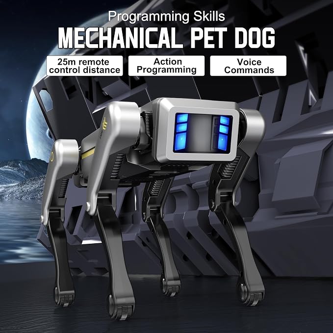 Smart Robot Dog for Kids, AI Programmable STEM Toy with 25+ Actions and Voice/Remote/App Control, Rechargeable Electronic Pet Gift for Boys & Girls Ages 6+(iOS & Android (Grey)
