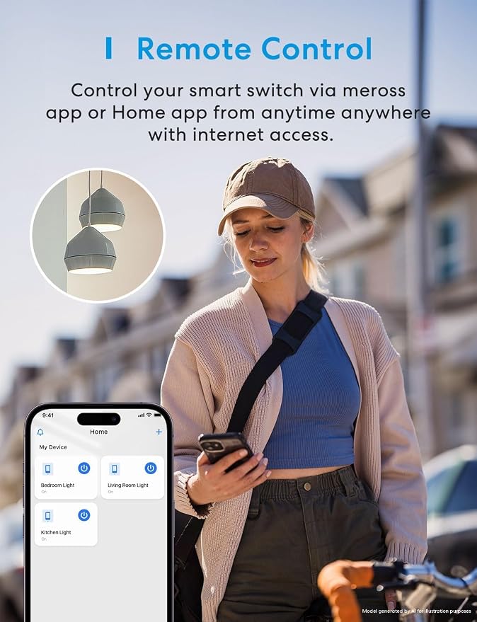 3 Way Smart Switch, Meross Smart Light Switch Supports Apple HomeKit, Siri, Alexa, Google Assistant & SmartThings, 2.4Ghz WiFi Light Switch Neutral Wire Required, Remote Control Timer 2 Pack