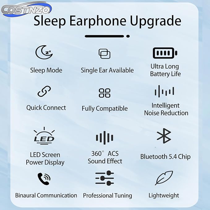 Comfortable Side Sleeping Sleep Earbuds for Side Sleepers (Cream) | Innovation Sleep Mode, Invisible Earbuds, Non-In-Ear Design Focused On Ear Canal Health, Sleeping Headphones