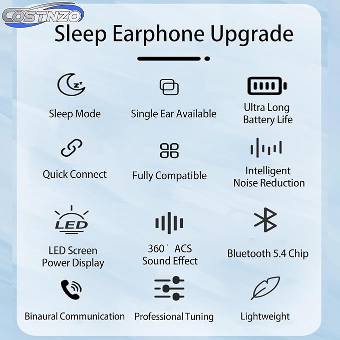 Innovative Sleep Mode Sleep Earbuds for Side Sleepers (Snow) | Comfortable side sleeping, Innovation Sleep Mode, Non-in Ear Canal Design, Invisible Earbuds, Bluetooth 5.4
