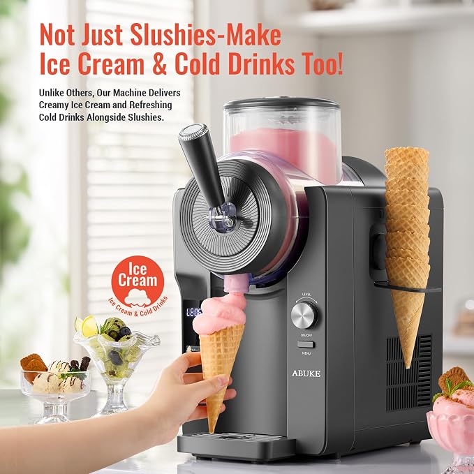Frozen Drink Machine - Digital Slushie Maker with Multiple Modes, Ice Cream, Milkshake & Smoothie, 68oz Capacity, Self-Cleaning, Gray