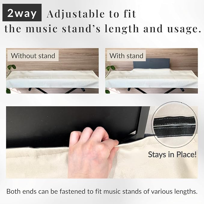 88 Keys Piano Keyboard Dust Cover PiuColor, Designed by Professional Pianist, Music Stand Compatible, Washable Digital Piano Cover, Blends with Your Room, Japan Design (Ash Brown)