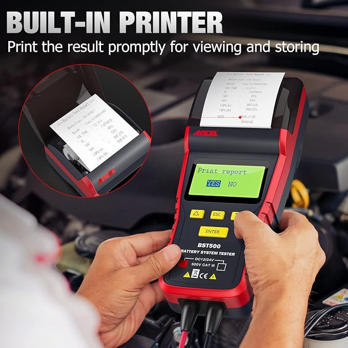ANCEL BST500 Car Battery Tester with Printer and ANCEL AD310 Classic Enhanced Universal OBD II Scanner Car Engine Fault Code Reader