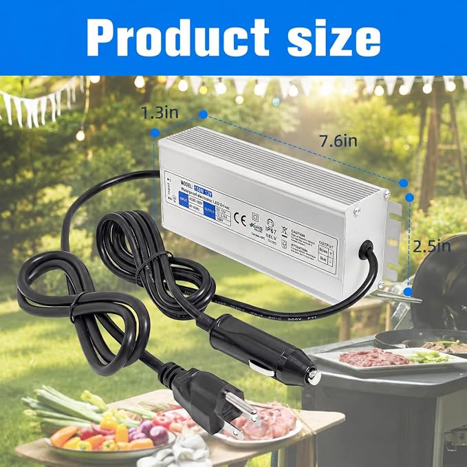 12V Waterproof Power Adapter for GMG Green Mountain Grill Jim Bowie | Daniel Boone, Davy Crockett Prime/Prime Plus Grill, P-1001P-1266 Power Cord Replacement Part for Ledge Peak Trek