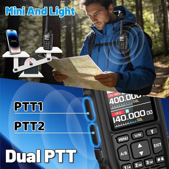 Baofeng Ham Radio Handheld UV-5R MINI-5 Rechargeable Walkie Talkies Long Range for Adults Two Way Radio Dual PTT APP Programming Copy Frequency NOAA with USB-C Charging Hunting Survival Gear