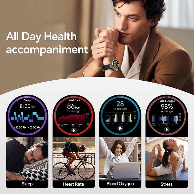 Yoever Smart Watches for Men Women,1.57"HD 43mm Smartwatch for iPhone/Samsung/Android,(Answer/Make Call),Fitness Tracker with Heart Rate/SpO2/Sleep Monitor,IP68 Waterproof,110+ Sport Mode,with 2 Bands
