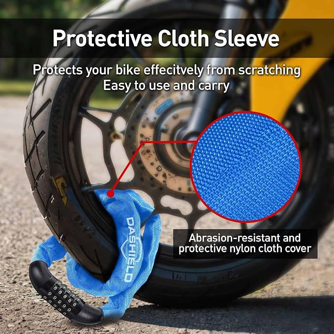 Bike Chain Lock Security 5 Digit Resettable Combination, 51.2 inches Heavy Duty Anti Theft Lock Chain for Bicycle, Motocycle, Scooter, Gate, Fence (Blue, 4.2ft)