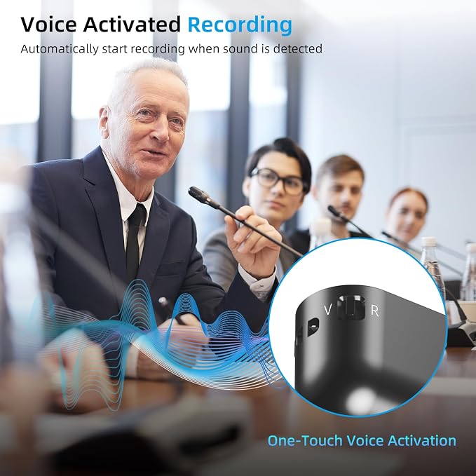 128G (9200 Hour) Magnetic Voice Activated Recorder,40 Days Continuous Recording Device,Audio Recorder with AI-Intelligent Triple Noise Reduction,Voice Recorder with Playback for Work Lectures Meeting