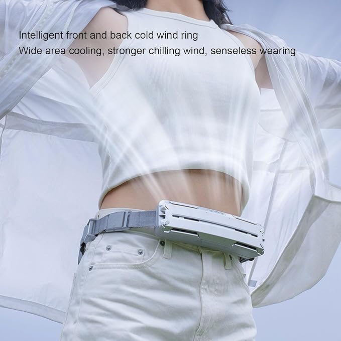 flexman Portable Waist Fan, ABS Wearable Waist Fan, Three Air Speeds 8000 mAh Battery Operated Wearable Personal Fan, Rechargeable Belt Fan (Silver Gray)