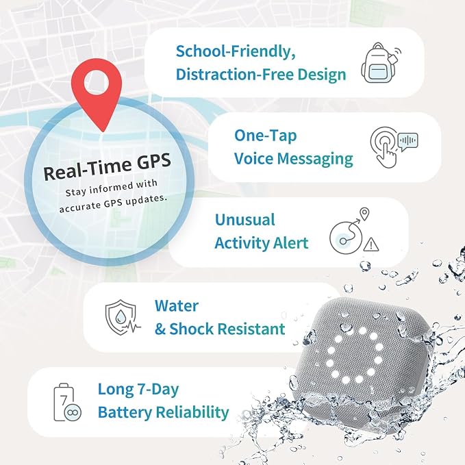 BoT Talk® Kids GPS Tracker with Walkie-Talkie Voice Messaging – Screen-Free, School-Friendly, 7-Day Battery, 30-Day Satisfaction Promise